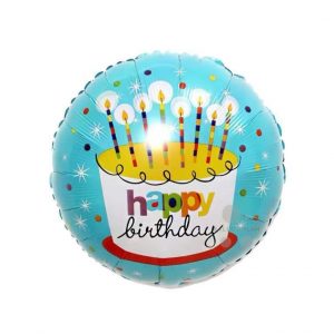 Cake and Candles Happy Birthday Round Foil Balloons