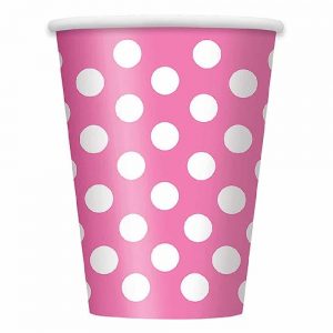 Dark Pink Polka Dots Paper Cups