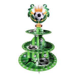 3-Tier Soccer Cupcake Stand: Ideal for Teenagers' Birthday Parties and Sports Themed Celebrations