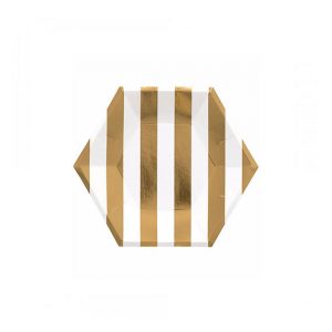 Gold Stripe Hexagon Plates – Small