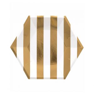 Gold Stripe Hexagon Plates