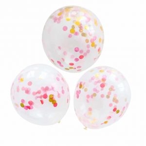 Pink and Gold Confetti Balloon