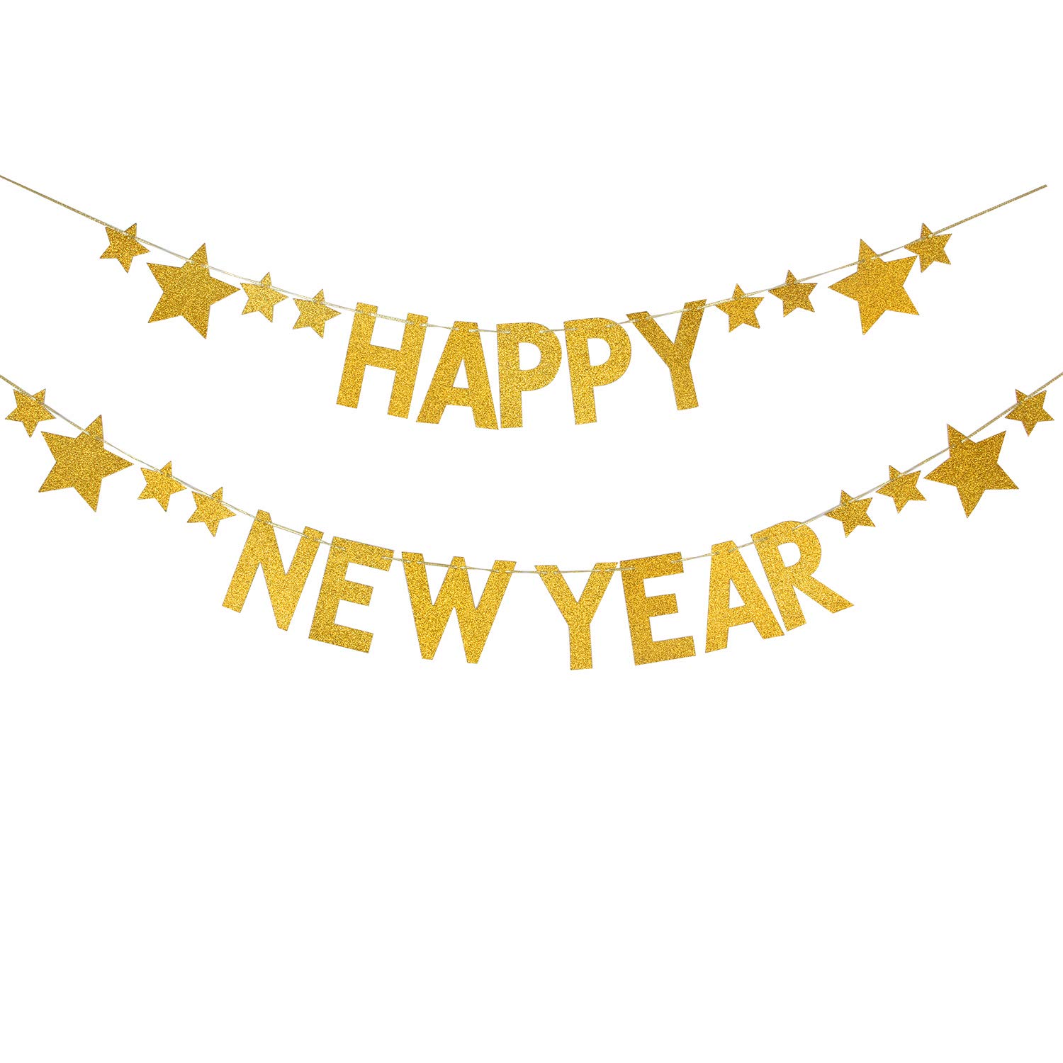 Glittering Gold Happy New Year Banner