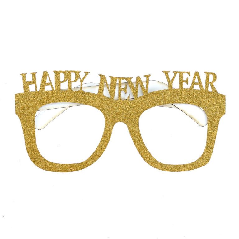 Happy New Year Glittering Gold Glasses New Year Decoration