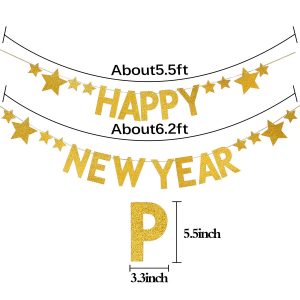 Glittering Gold Happy New Year Banner