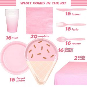 Ice Cream Party Tableware Set Pink