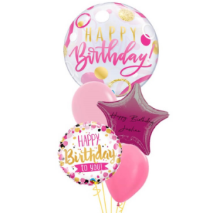 Pink and Golden Dot Happy Birthday Foil Balloon