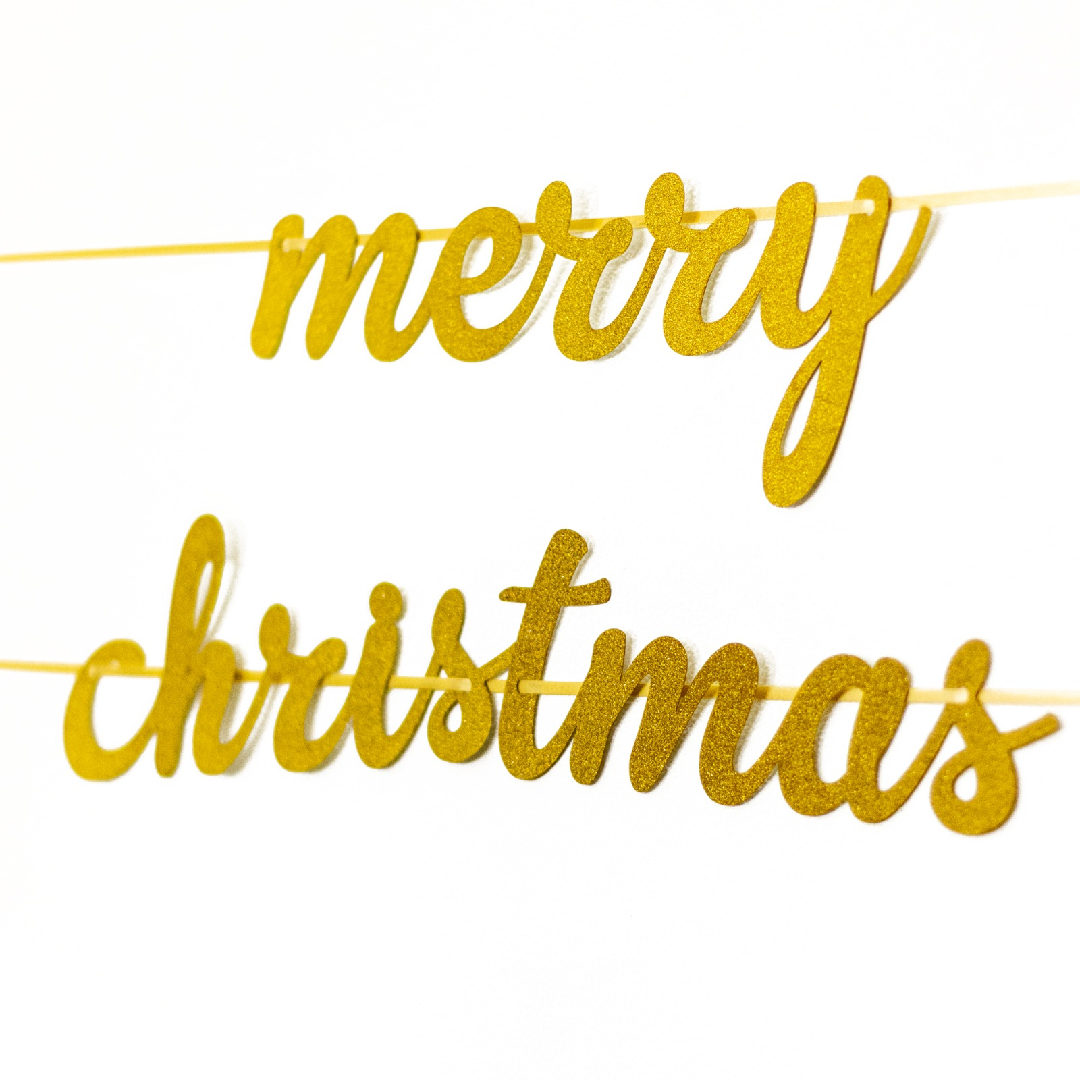 Gold Merry Christmas Banner