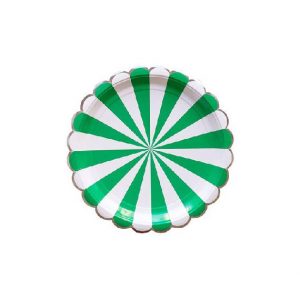 Green and White Stripes with Silver Edges Plates – Small