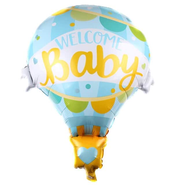 Hot Air Balloon Welcome Baby Foil Balloon – Blue