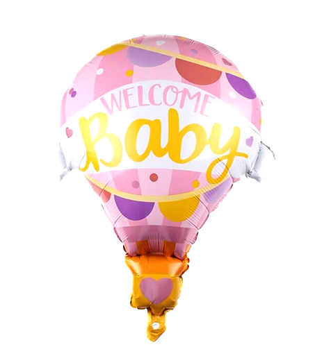 Hot Air Balloon Welcome Baby Foil Balloon – Pink