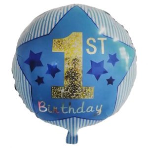 Blue Happy 1st Birthday Star Foil Balloon