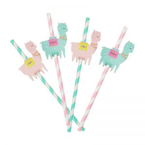 Llama Party Paper Straws pack of 8