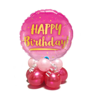 Ombre Pink with gold Happy Birthday Round Foil Balloon2