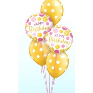 Pink and Gold Dots Happy Birthday Round Foil Balloons 2