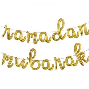 Ramadan Mubarak Gold Foil Balloon Banner