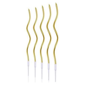 Gold Wavy Candle Pack of 5