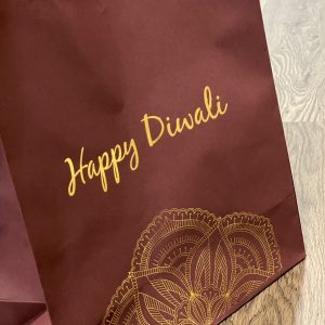 BURGUNDY AND GOLD HAPPY DIWALI GIFT BAG