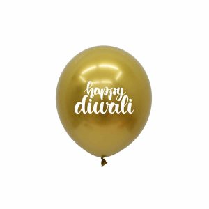 happy diwali gold printed chrome balloon