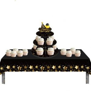 Happy-New-Year-Cake-Stand-Black-Gold