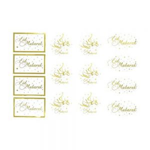 White and Gold Eid Mubarak Gift Stickers