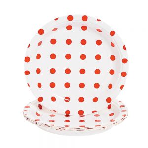 White with Red Polka Dots Paper Plates