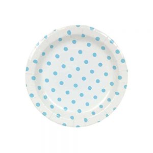 White with Blue Polka Dots Paper Plates