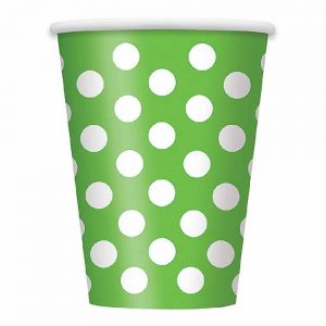Green and White Polka Dots Paper Cups