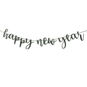 Happy New Year 2024 Black and Silver Glittering Banner