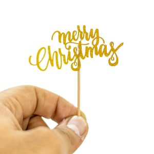 Merry Christmas Gold Cupcake Toppers