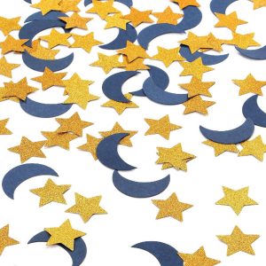 Navy Blue Moon Gold Star Confetti