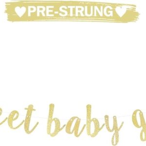 Sparkling Gold Glitter "Sweet Baby Girl" Bunting Banner for Baby Showers & First Birthdays