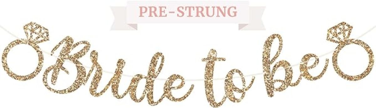 Pre-Strung "Bride to Be" Gold Glitter Banner - Perfect for Bachelorette & Bridal Parties