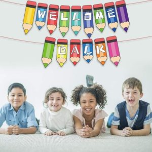 Back to School Decorations "Welcome Back" Banner for Classroom Decor