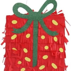 Red Christmas Present Shaped Piñata