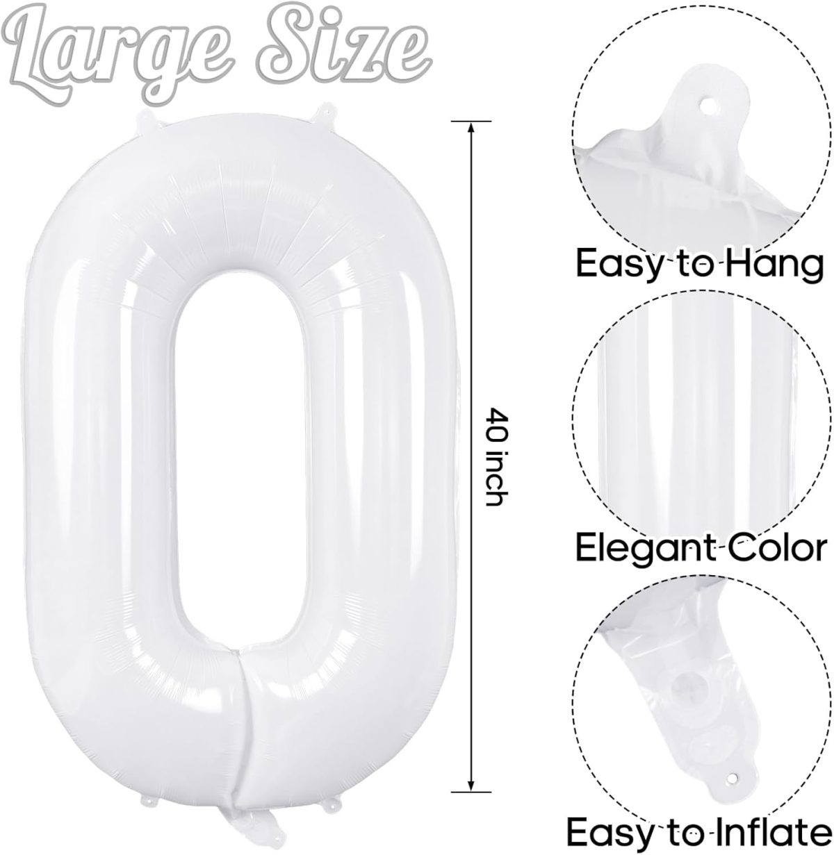White Number Balloons 40 Inch