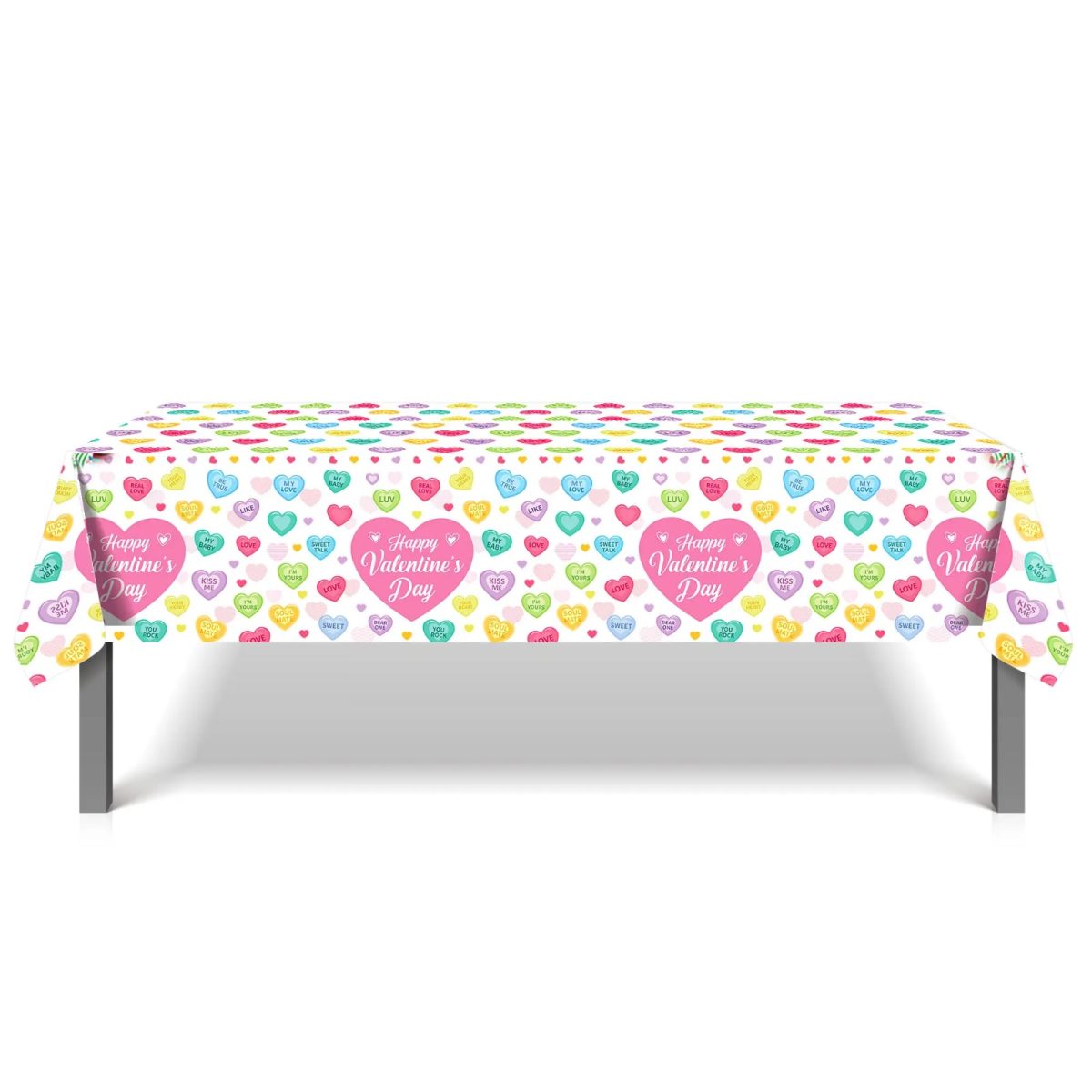 Multicolor Valentine's Day Plastic Table Cover