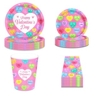 Conversation Heart Valentine's Day Tableware Set- 44 Pcs Set