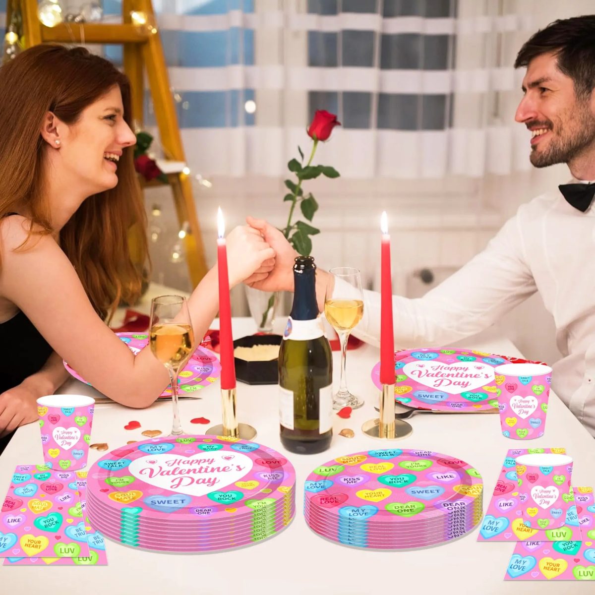 Conversation Heart Valentine's Day Tableware Set- 44 Pcs Set