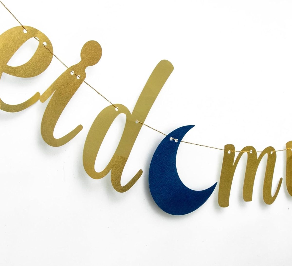 Blue Gold Eid Mubarak Bunting Banner