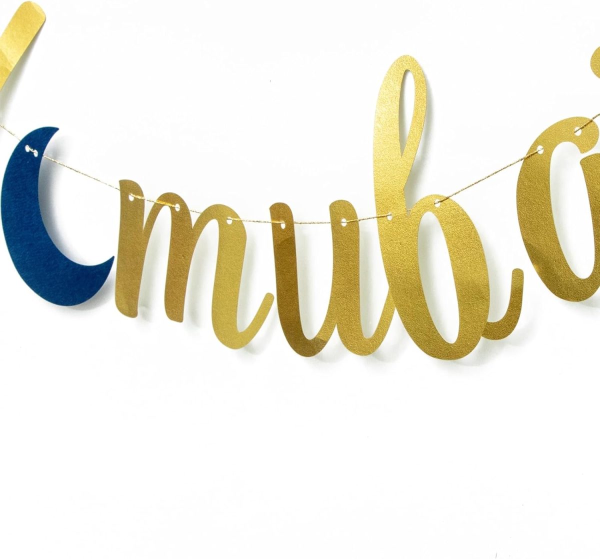 Blue Gold Eid Mubarak Bunting Banner