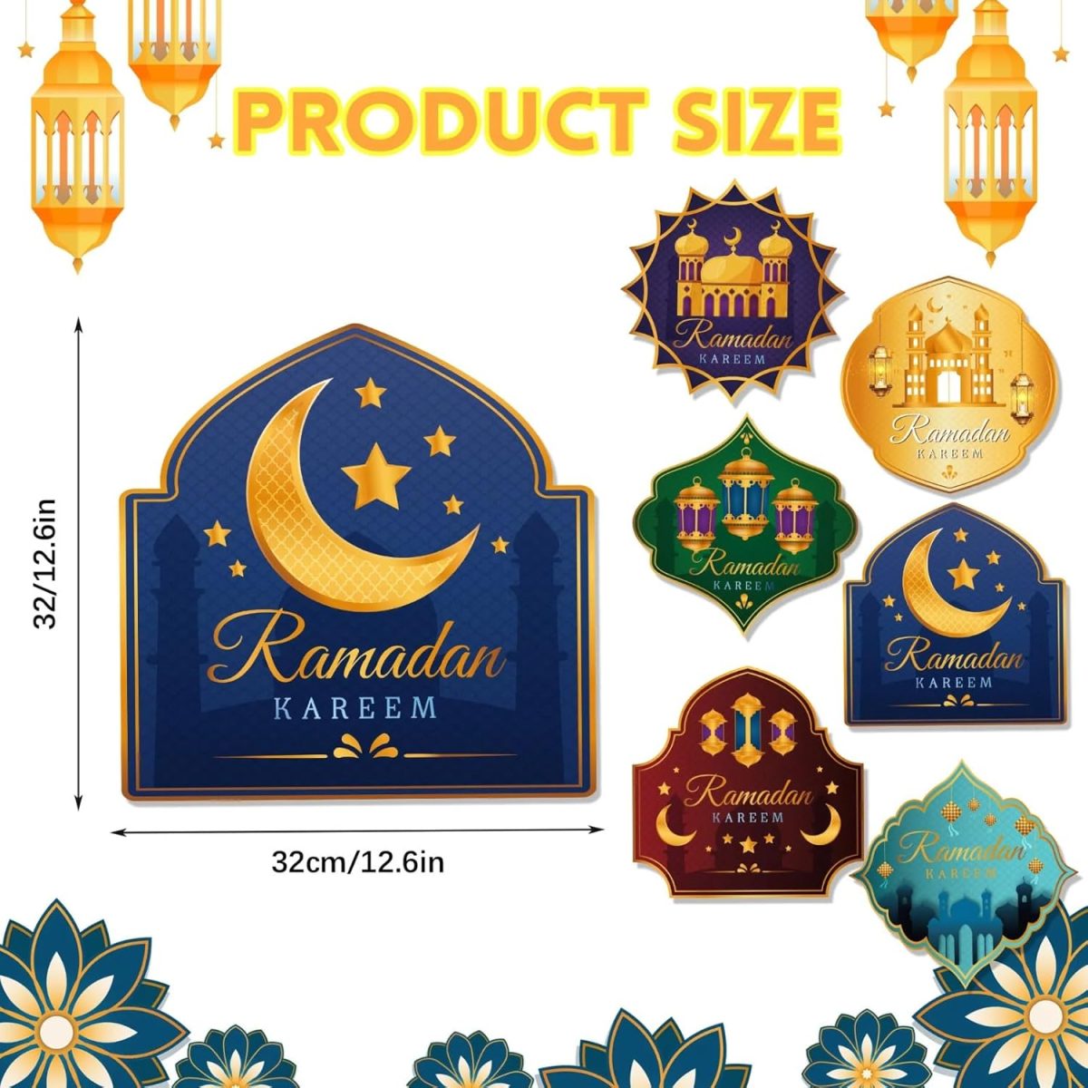 Multicolor Ramadan Kareem Paper Table Mats- 12 Pcs