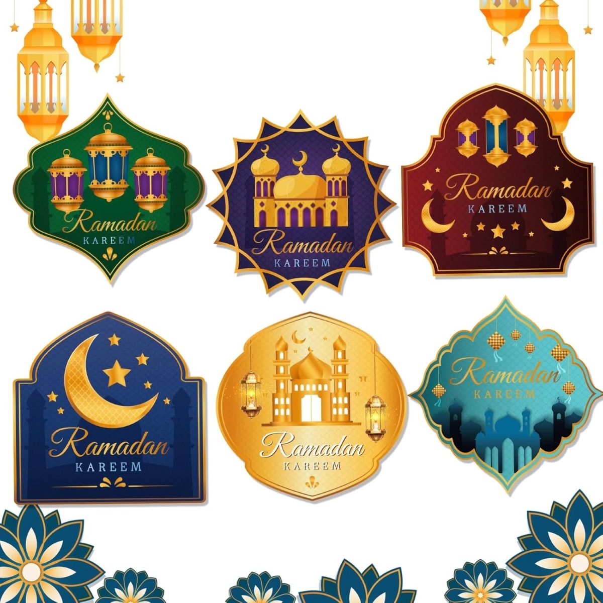 Multicolor Ramadan Kareem Paper Table Mats- 12 Pcs