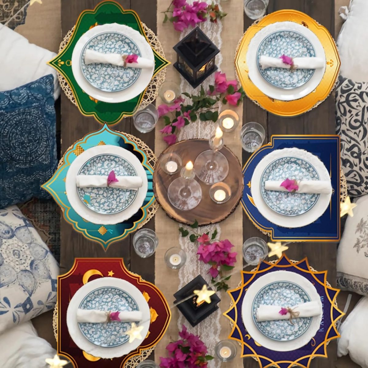 Multicolor Ramadan Kareem Paper Table Mats- 12 Pcs