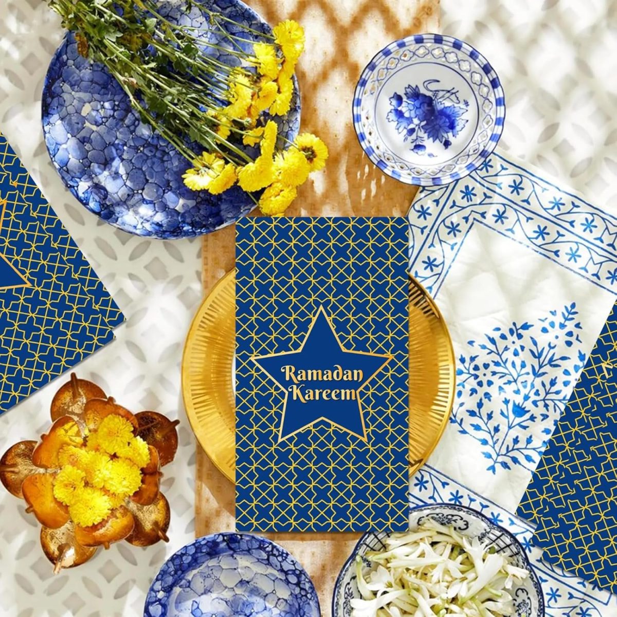 Blue & Gold Ramadan Kareem Napkins- 20 Pcs