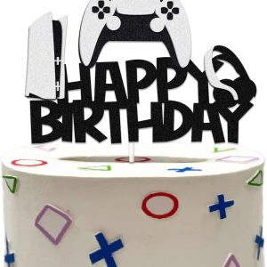 Glittery Video Game Cake Topper - PS5 Edition