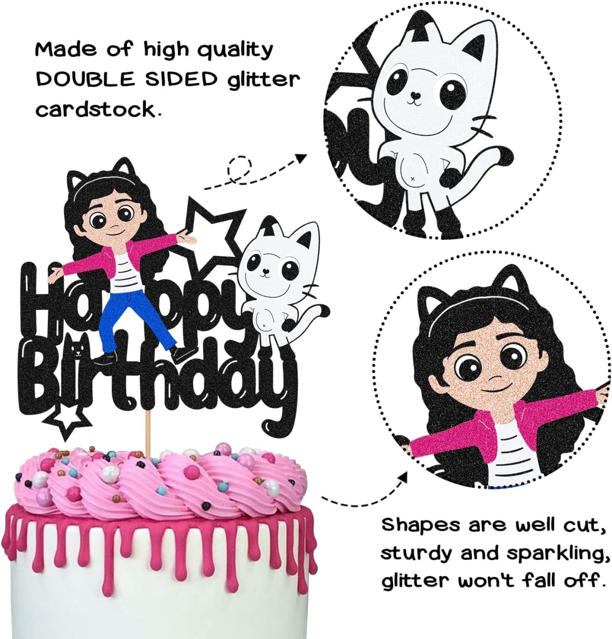 Pink Dollhouse Birthday Cake Topper