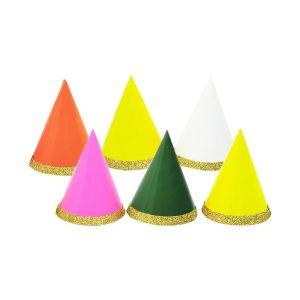 Colorful Birthday Party Cone Hats- 6 Pcs