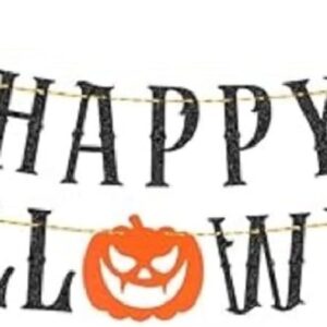Black Spooky Bat Wings Happy Halloween Banner