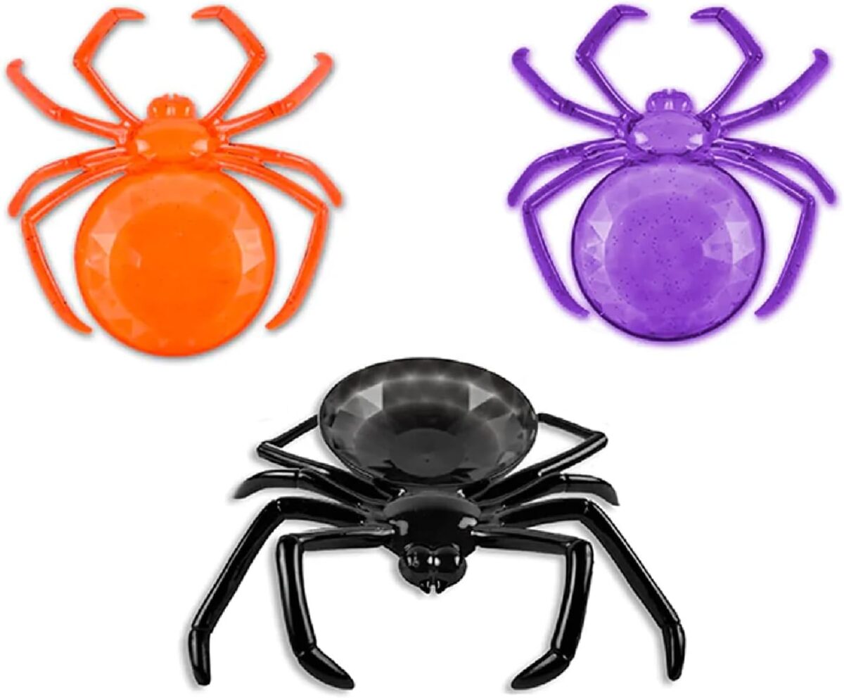 Halloween Plastic Spider Candy Bowl Set of 3 – Orange, Purple & Black